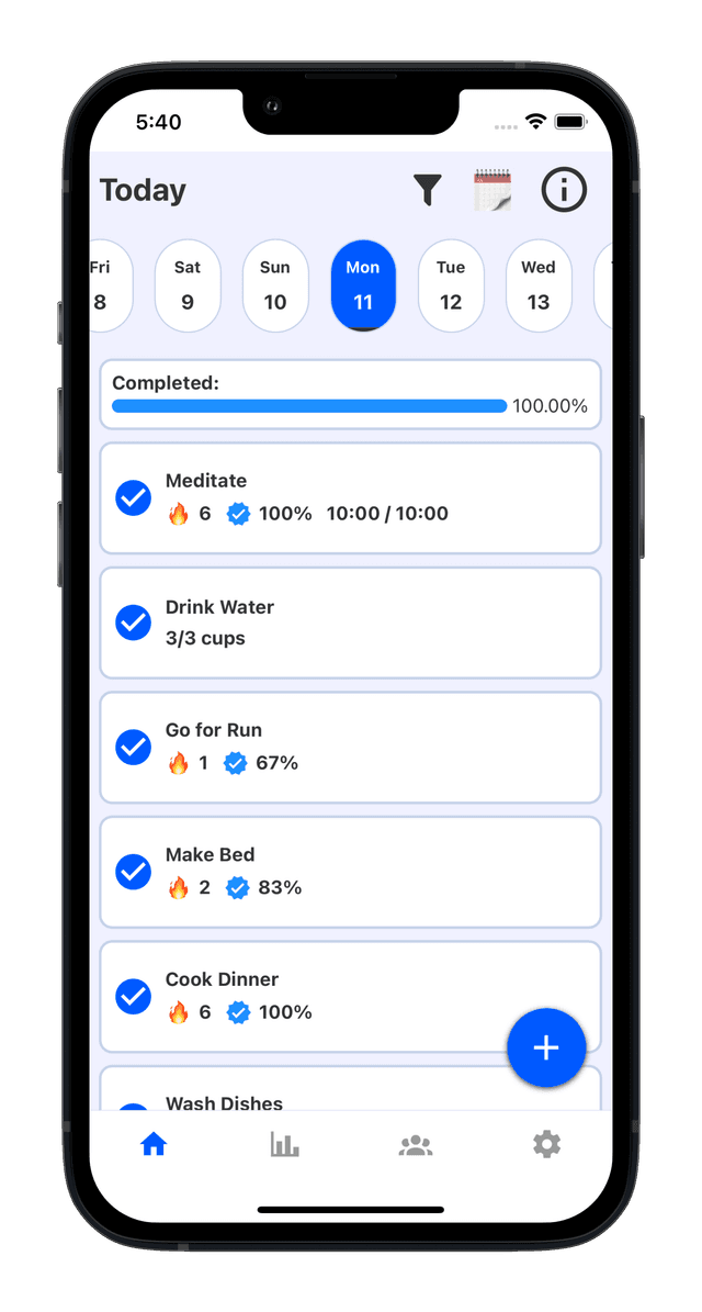 Habit Hive App Home Screen